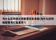 为什么区块链公司都喜欢去海南[为什么区块链都要发行某某币?]